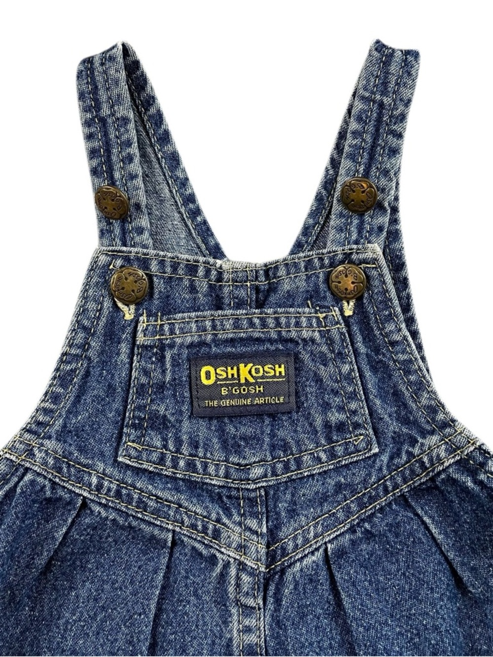 Vtg OshKosh Vestbak Denim Overalls Bubble Romper Baby 6-9 Months Button Straps